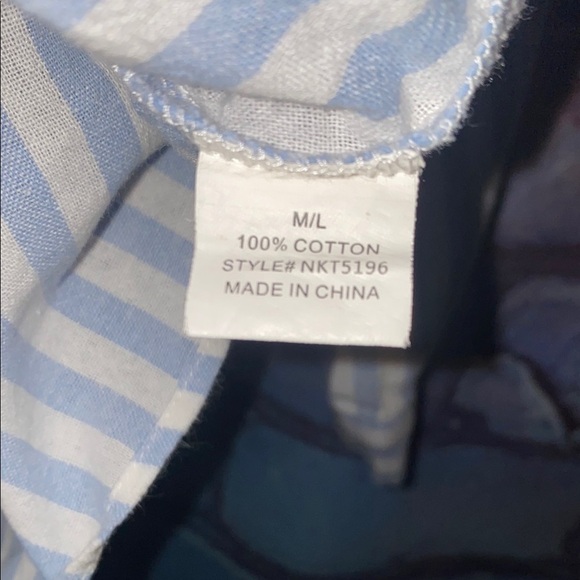 New Bury Kustum Women's Blue Striped Shirt Size Medium Large - Picture 5 of 6